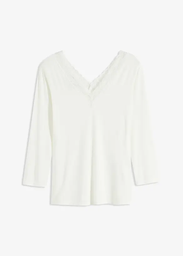 T-shirt manches longues &agrave; dentelle, bonprix