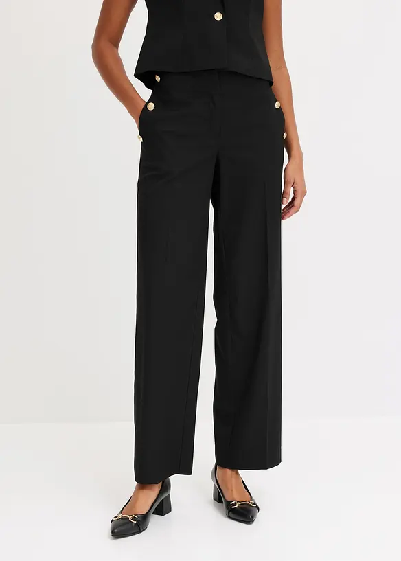 Pantalon &agrave; pont avec boutons d&eacute;coratifs, bonprix