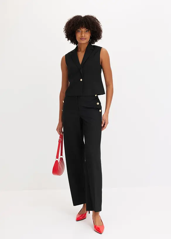 Pantalon &agrave; pont avec boutons d&eacute;coratifs, bonprix