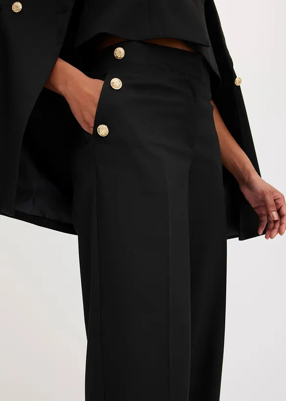 Pantalon &agrave; pont avec boutons d&eacute;coratifs, bonprix