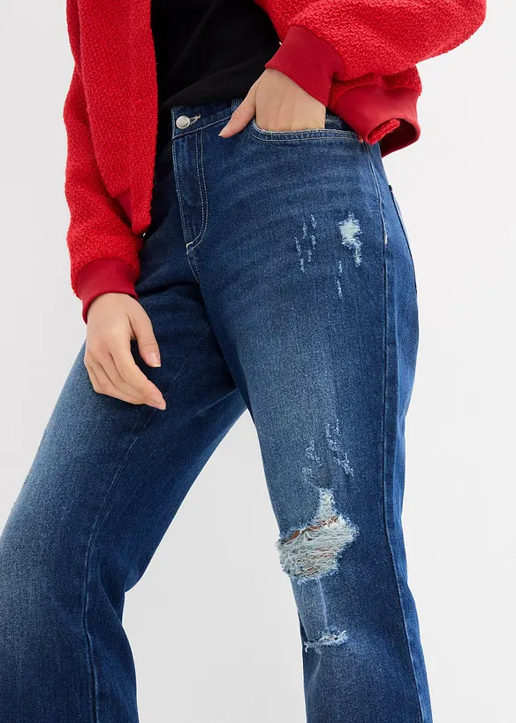 Jean droit cropped taille mi-haute élastiquée, peu extensible, bonprix