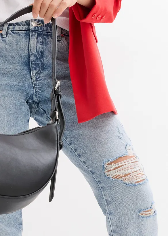 Jean droit cropped taille mi-haute &eacute;lastiqu&eacute;e, peu extensible, bonprix