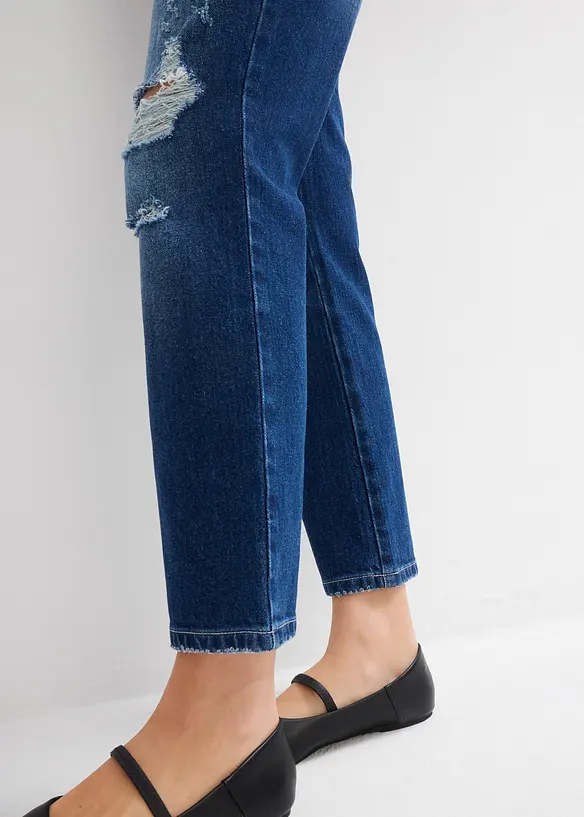 Jean droit cropped taille mi-haute élastiquée, peu extensible, bonprix