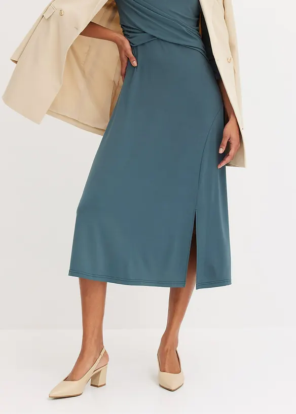 Robe midi drap&eacute;e manches 3/4, bonprix