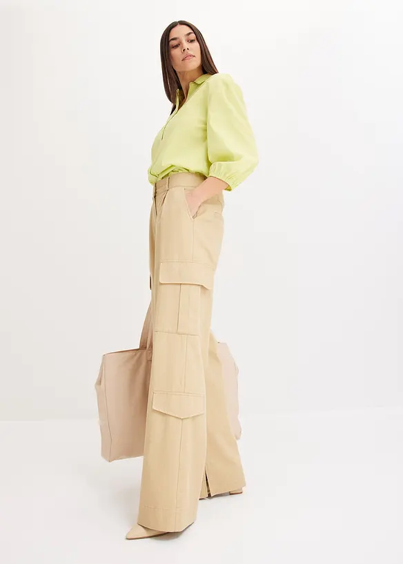 Chemisier court devant, long derrière, manches ballon, bonprix