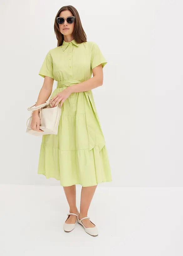 Robe-chemise en mati&egrave;re &eacute;lastique, bonprix