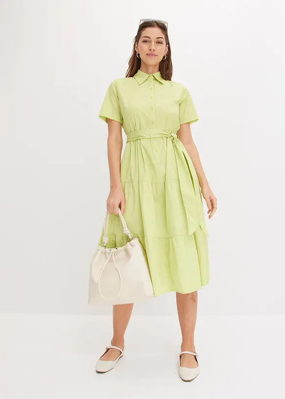 Robe-chemise en mati&egrave;re &eacute;lastique, bonprix