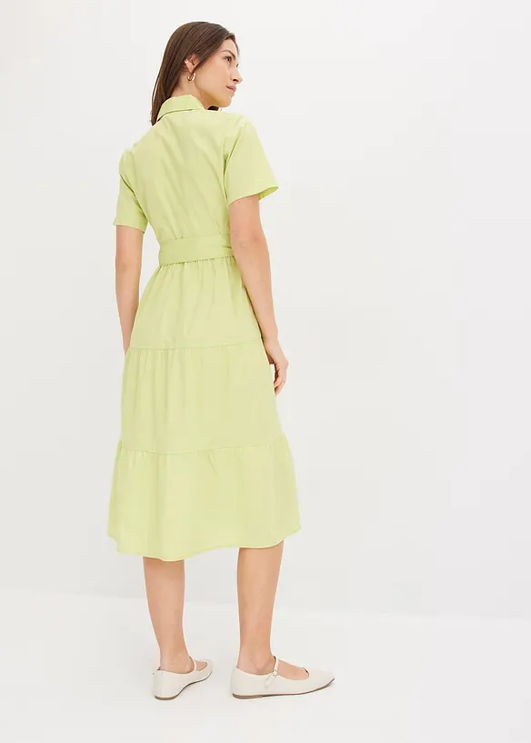 Robe-chemise en mati&egrave;re &eacute;lastique, bonprix