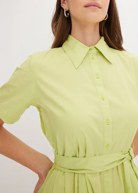 Robe-chemise en mati&egrave;re &eacute;lastique, bonprix