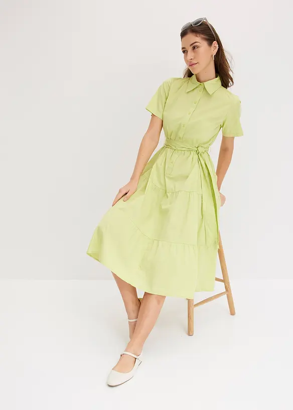 Robe-chemise en mati&egrave;re &eacute;lastique, bonprix