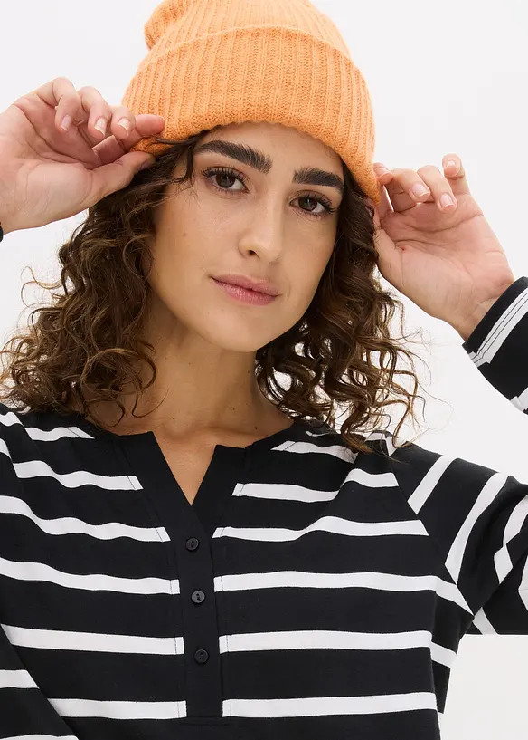 T-shirt col Henley, 100% coton, bonprix