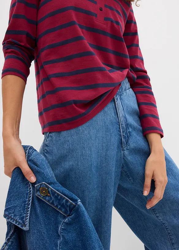 T-shirt col Henley, 100% coton, bonprix