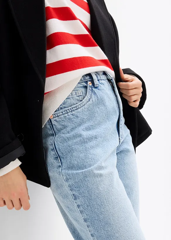 Jean mom cropped taille haute, peu extensible, bonprix