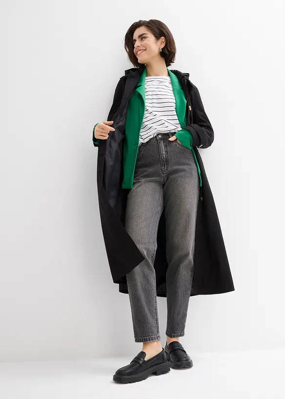 Jean mom cropped taille haute, peu extensible, bonprix