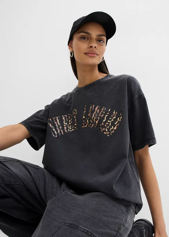 T-shirt doux et oversize en coton extensible, bonprix