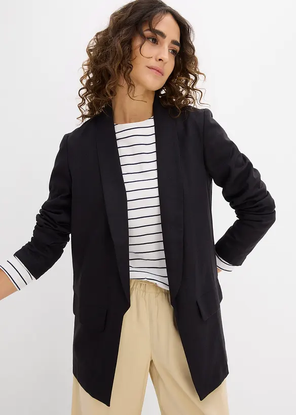 Blazer ample en mélange lin-viscose, bonprix