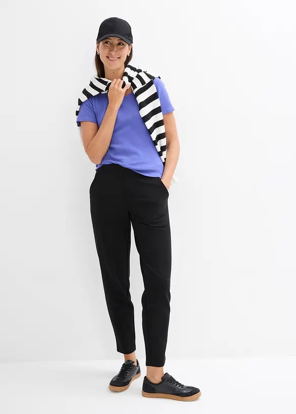 Lot de 2 T-shirts en coton côtelé, bonprix