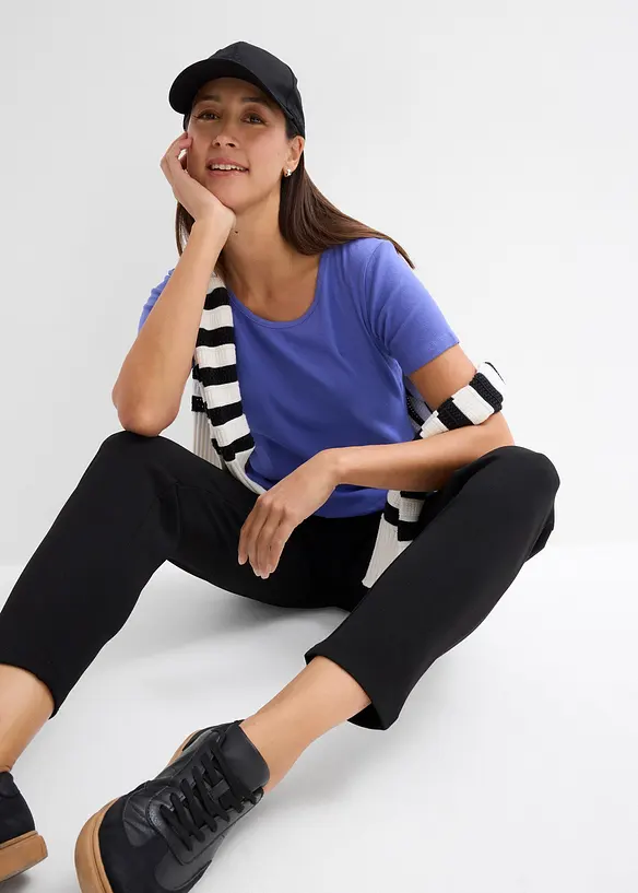 Lot de 2 T-shirts en coton côtelé, bonprix