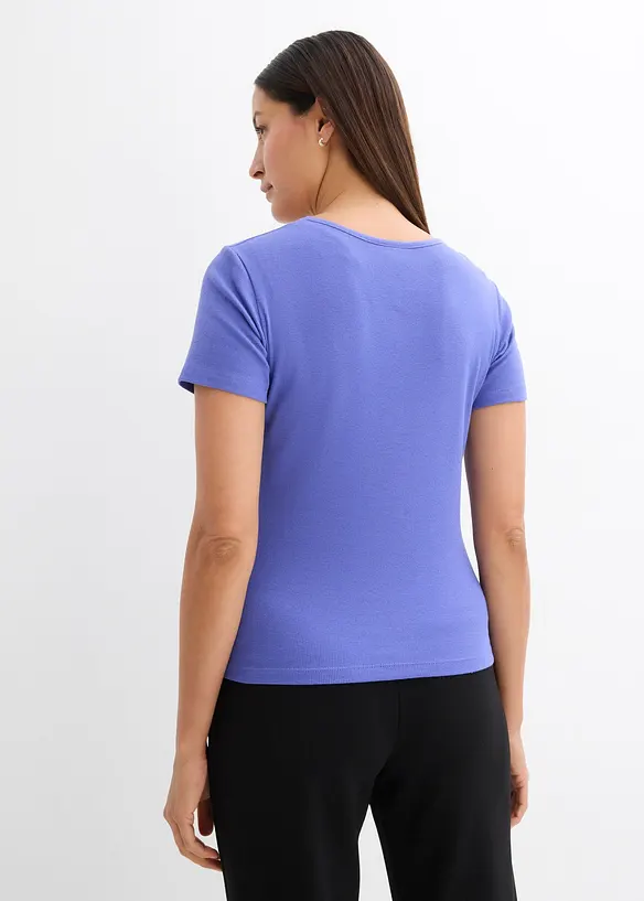 Lot de 2 T-shirts en coton côtelé, bonprix