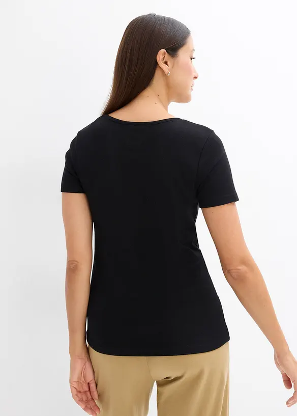 T-shirt col tunisien, 100% coton, bonprix