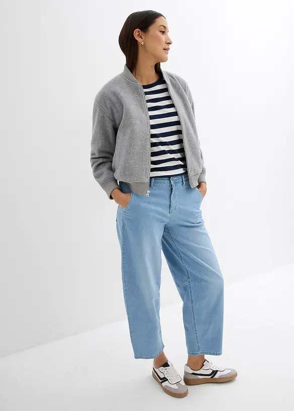 Jean balloon taille mi-haute ultra doux, cropped, bonprix