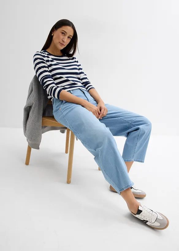 Jean balloon taille mi-haute ultra doux, cropped, bonprix