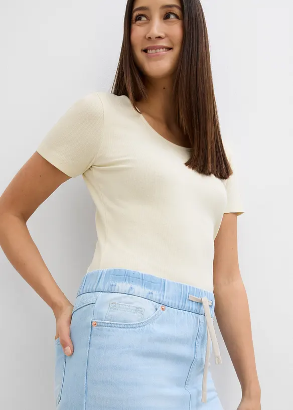 Jean large, taille mi-haute et &eacute;lastiqu&eacute;e, bonprix