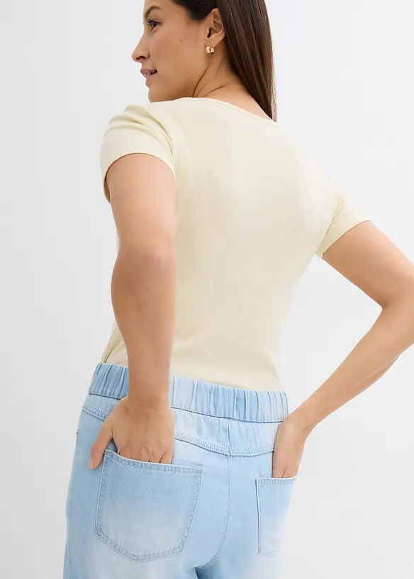 Jean large, taille mi-haute et &eacute;lastiqu&eacute;e, bonprix