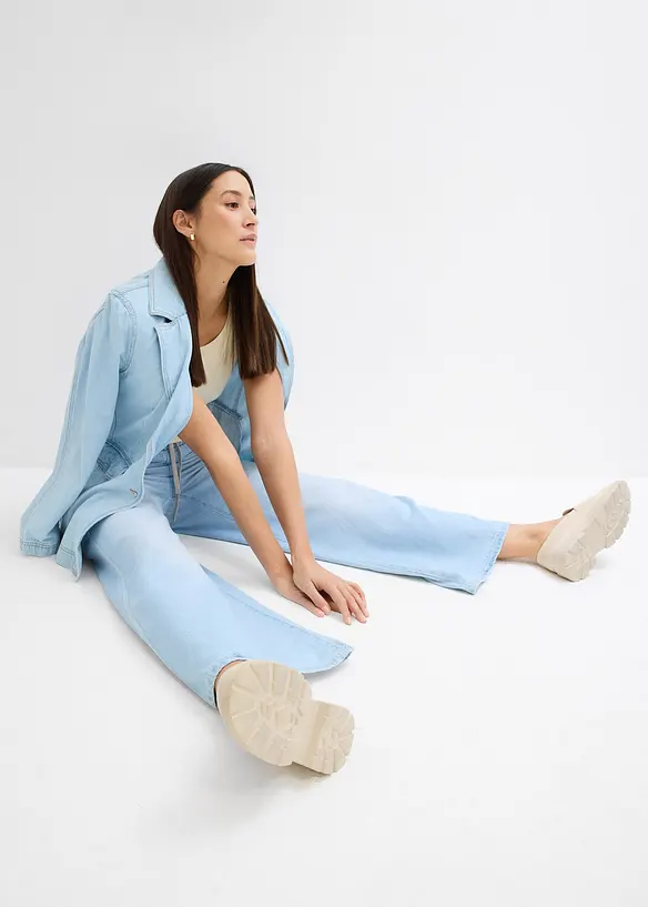 Jean large, taille mi-haute et &eacute;lastiqu&eacute;e, bonprix