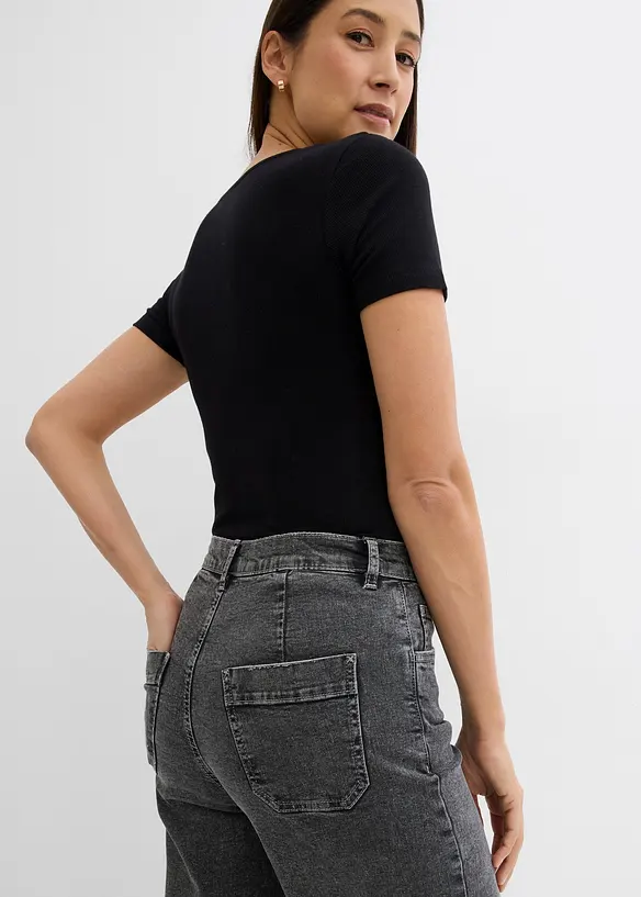 Jean large, taille haute, raccourci, bonprix