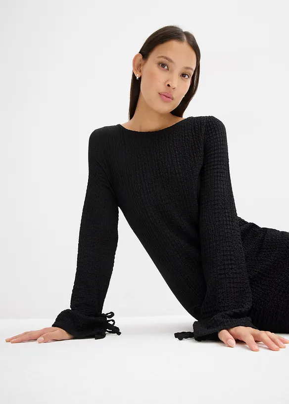 Robe courte en crêpe texturé, bonprix