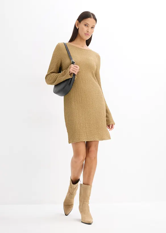 Robe courte en cr&ecirc;pe textur&eacute;, bonprix