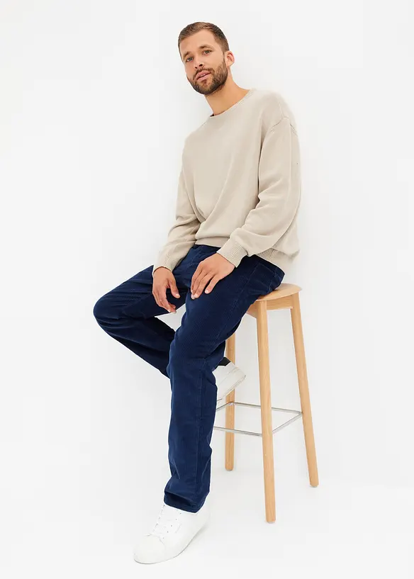 Pantalon droit loose en velours côtelé, doublure flanelle, bonprix