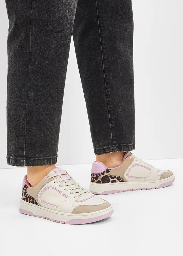 Sneakers avec détails léopard, bonprix
