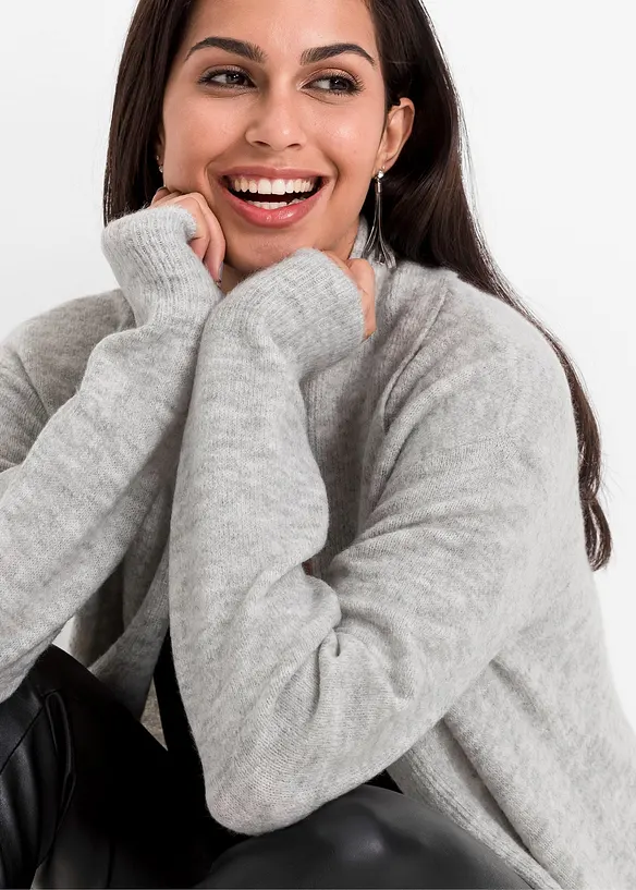 Gilet long en maille à col châle, bonprix