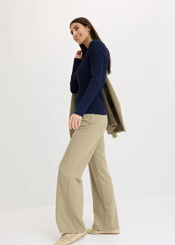 Polo en maille côtelée, viscose majoritaire, bonprix