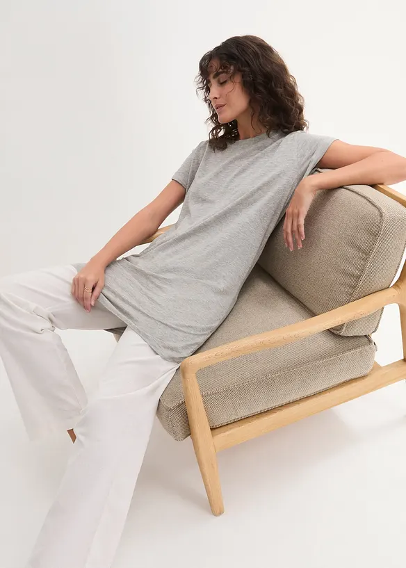 T-shirt long et boxy &agrave; manches courtes, bonprix