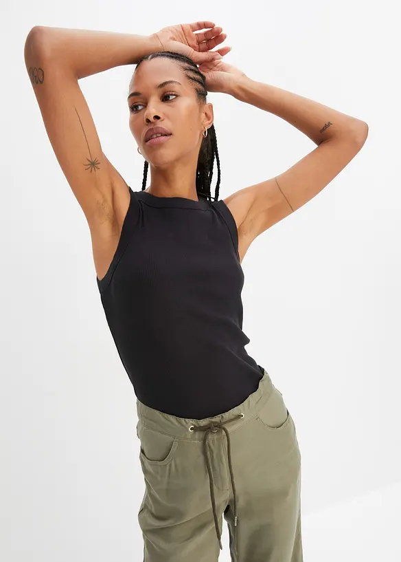 Débardeur côtelé 100% coton, bonprix