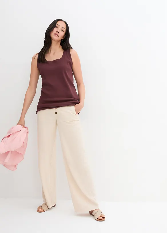 Pantalon palazzo en lin mélangé, bonprix