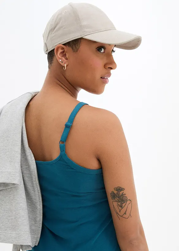 Lot de 2 tops longs coton bretelles spaghetti, bonprix