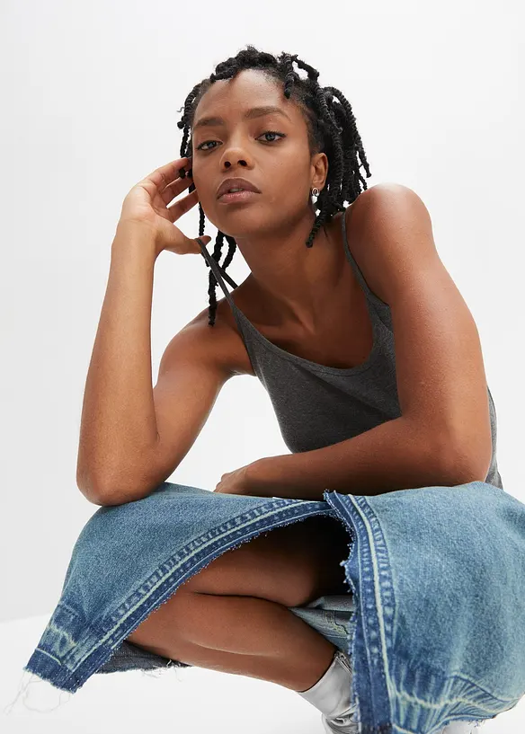 Lot de 2 tops à fines bretelles 100% coton, bonprix