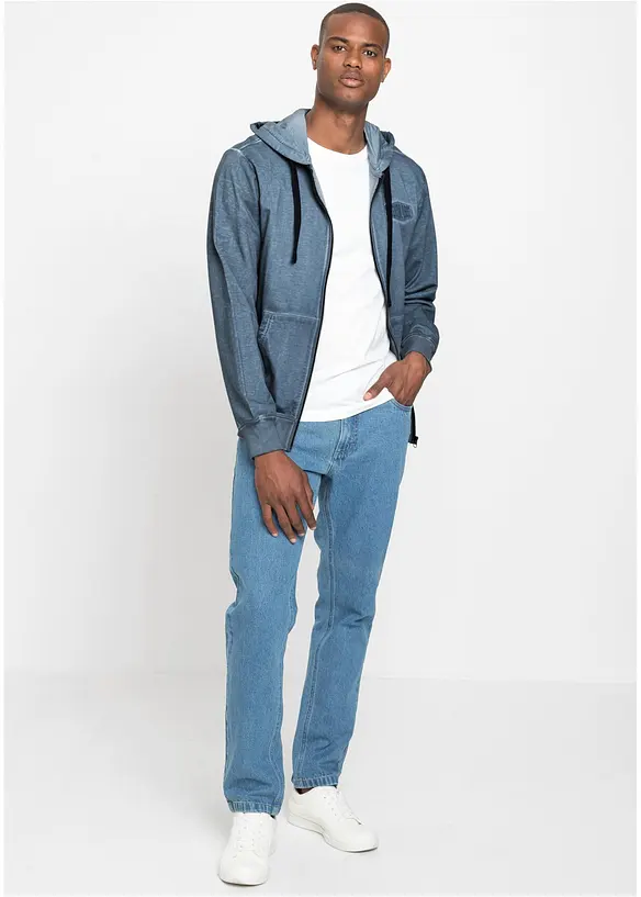 Sweat zippé à capuche, aspect délavé, bonprix