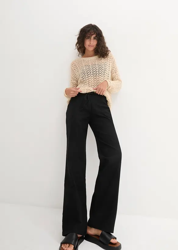 Pantalon large en lin mélangé, bonprix