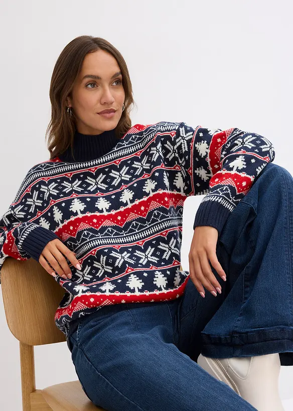 Pull de Noël à col roulé, bonprix