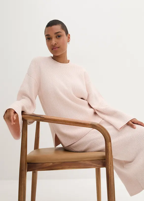 Pull boxy en maille côtelée, bonprix