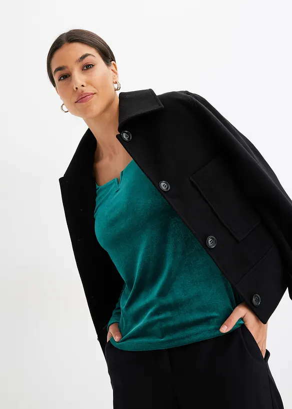 T-shirt manches longues en velours doux, bonprix