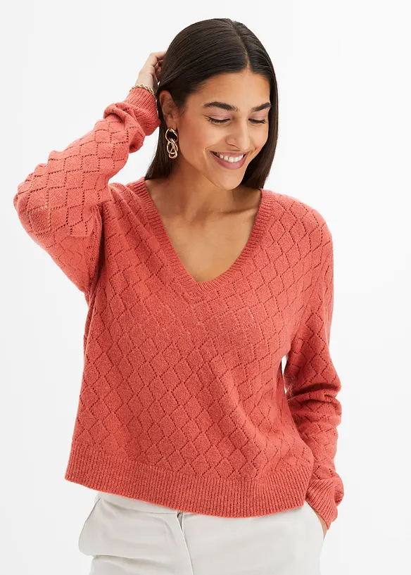 Pull en maille ajourée, bonprix