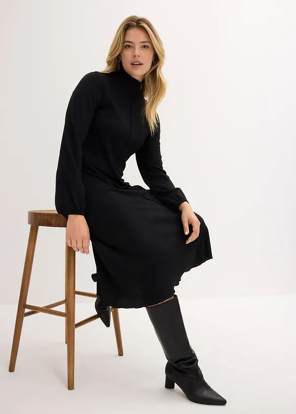 Robe midi en crêpe texturé, bonprix