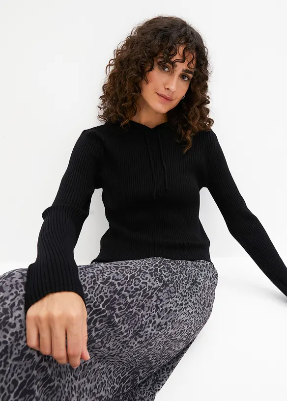 Pull doux &agrave; capuche, bonprix