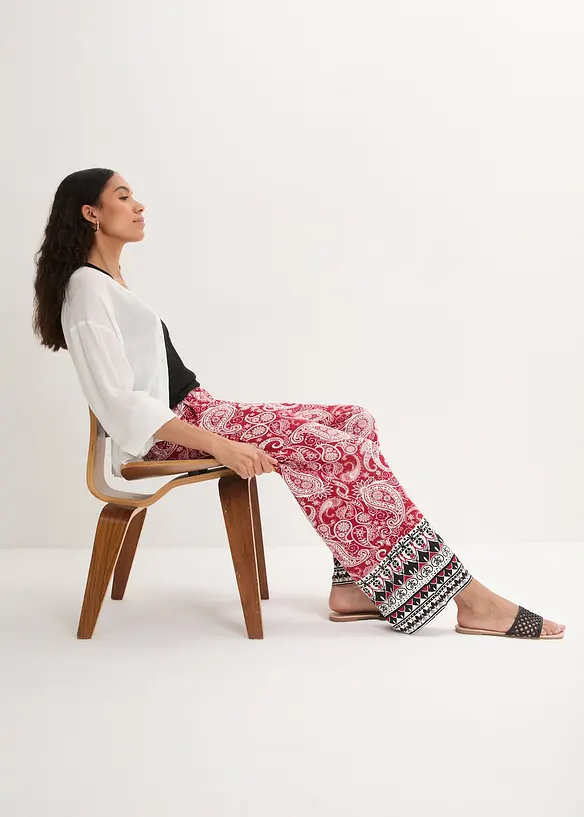 Pantalon palazzo doux en viscose extensible, bonprix